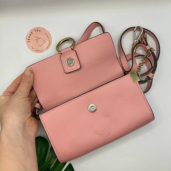 Chloe Blush Mini Faye Wallet Chain Leather Crossbody Bag Purse Chloé Micro WOC - Picture 7 of 12